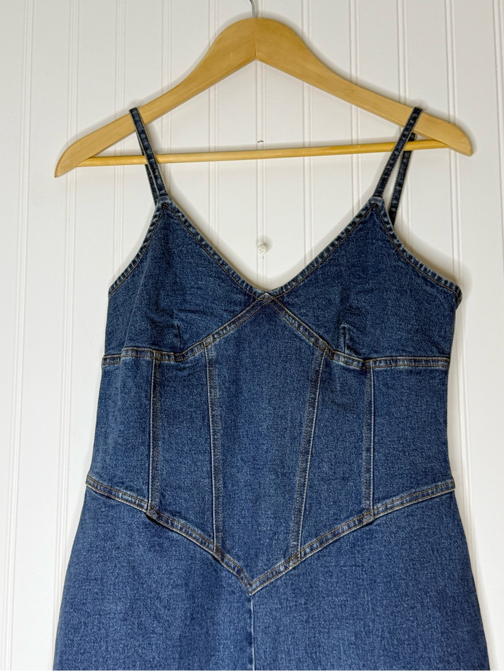 Vintage Moda International Western Sleeveless Denim Jeans High Low Hem Dress 10 - Picture 2 of 11